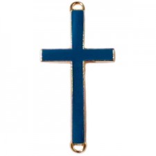 Metal connector charm Cross 46x23mm Gold - dark blue